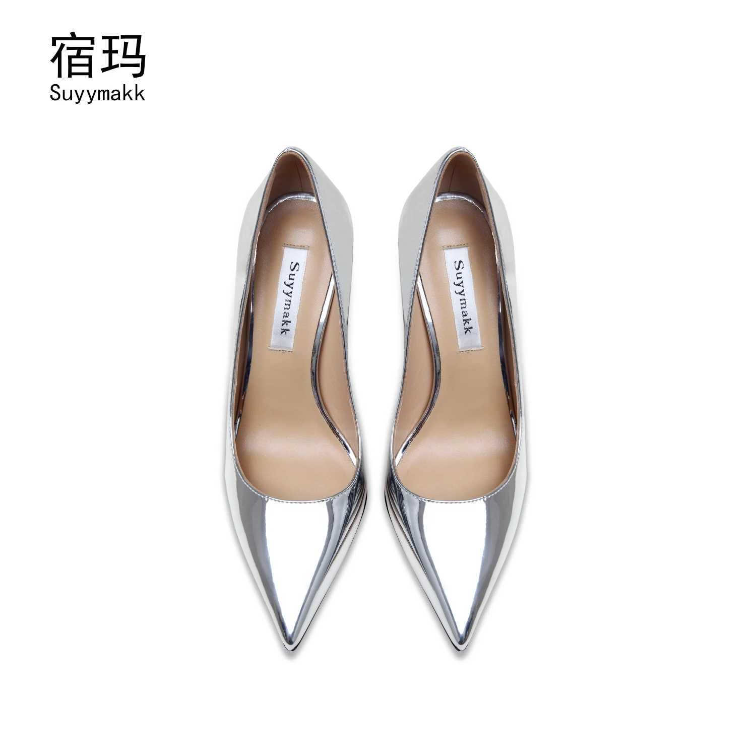 Autumn Real Leather ics Pumps 2022 For Womens High Heel Shoes Bottom Patent Leather 8cm 10cm Thin Heel Sexy Wedding ShoesC250319
