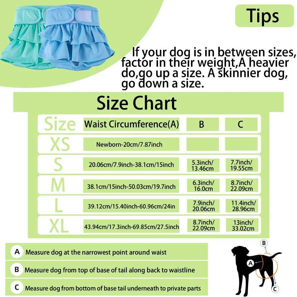 BIAI 1pc Reusable Female Dog Diapers Washable Cloth Diapers with Hook and Loop Waterproof Soft Polyester Fabric Dog Pants Y250320