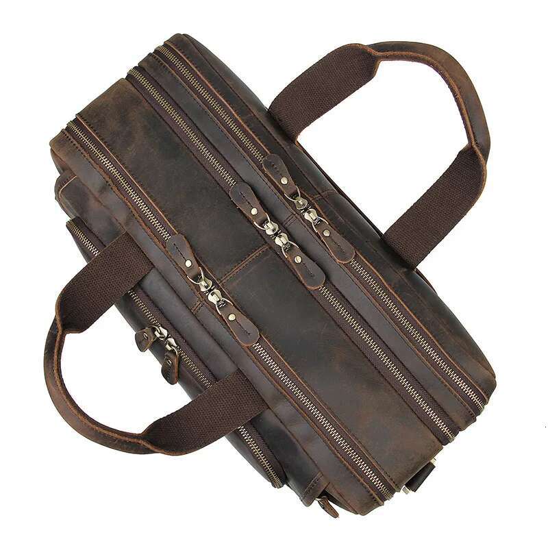 17.3 Inch Briefcase Genuien Leather Laptop Business Travel Tote Bags Handbags For Men Male Large Brief Case Bag Retro