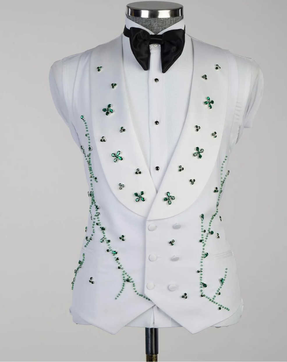 Beads Groom Wedding Wear Green Beading Party Birthday Mens Pants Suits 2 Pieces Customized
