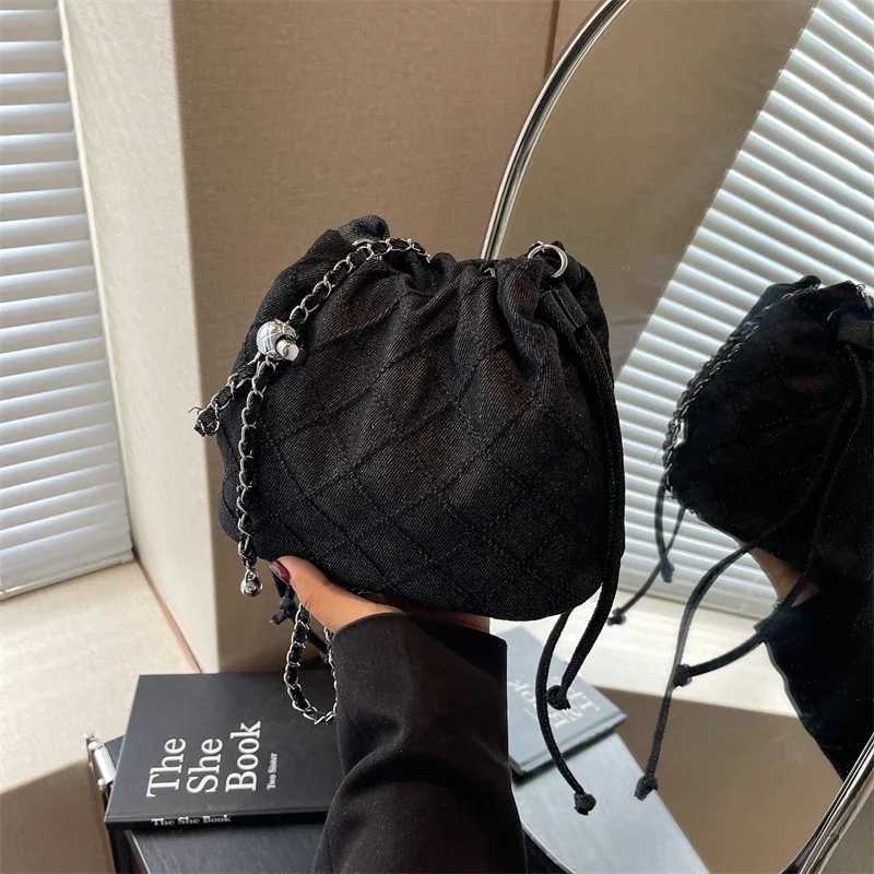 2024 Ins Fashion Cowboy Bucket Bag Womens Fashion Chain Shoulder Bag Designer Drstring Bag Cross body Handbag and Wallet Y250319