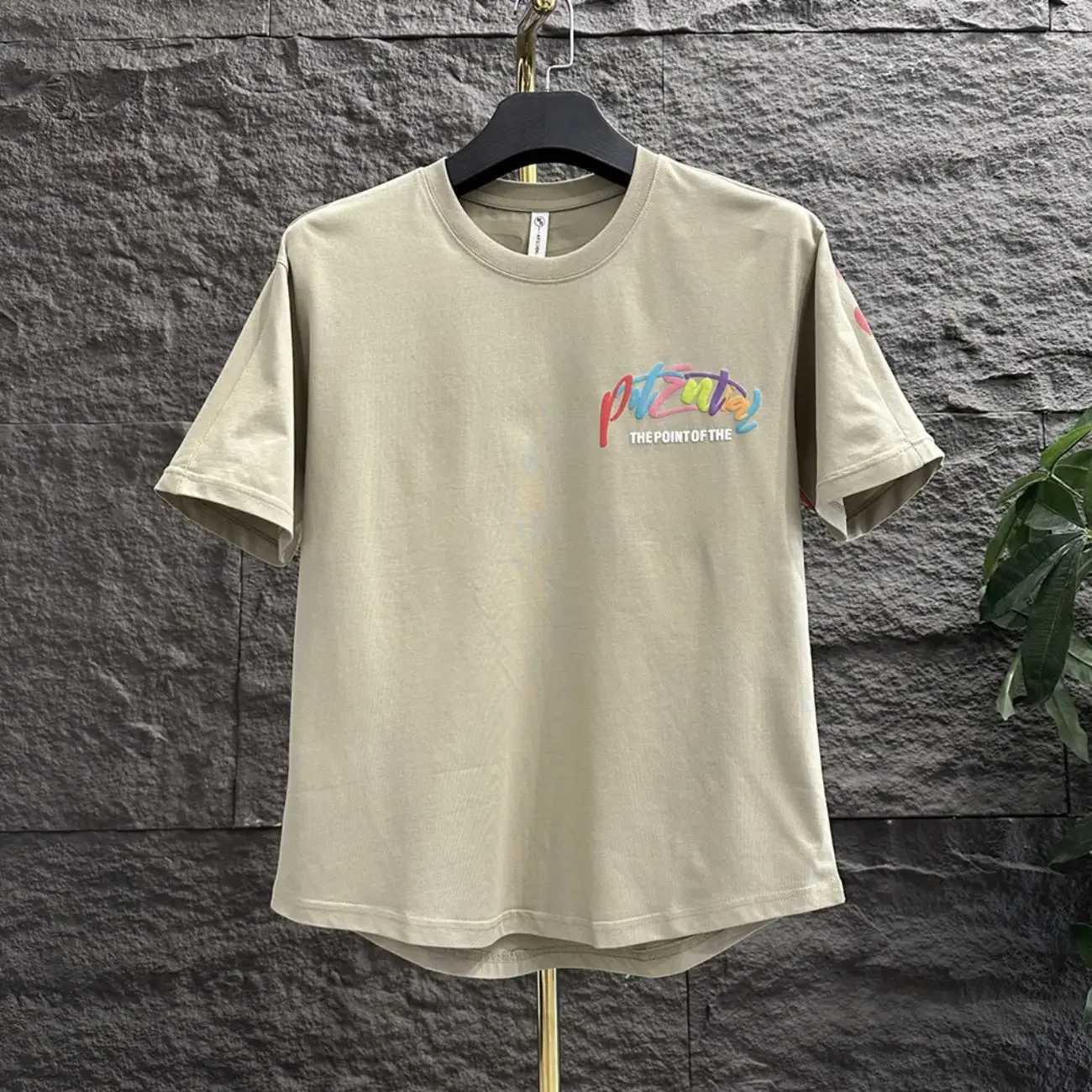 100% pure cotton black dress top Alphabet Graphic mens T-shirt basic casual elastic cool trend summer mens T-shirtT250319