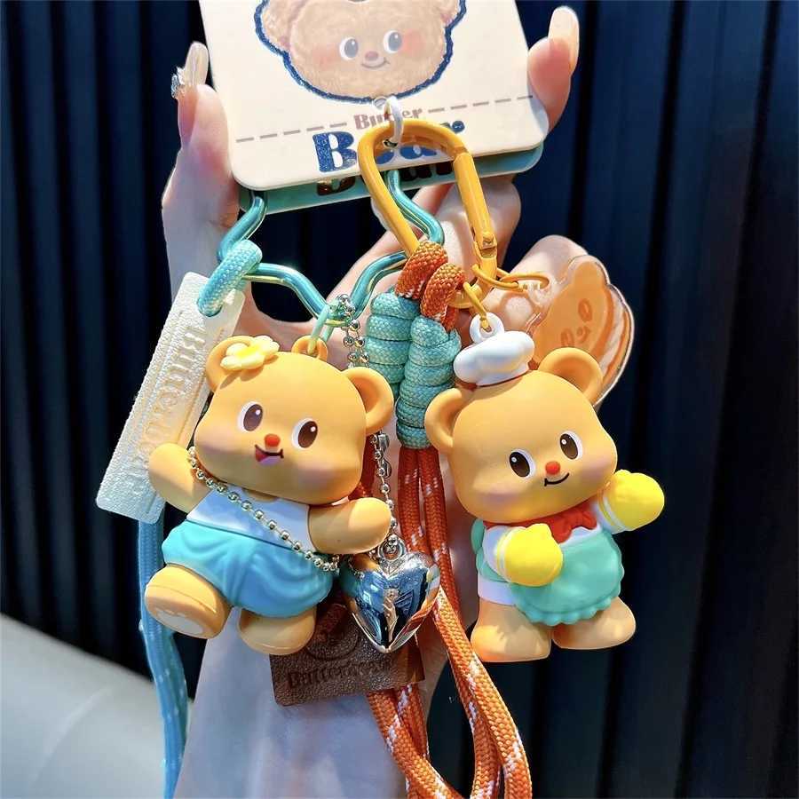 Cartoon Butter Bear Keychain Pendant Cute Fashion Doll Creative Car Keychain Ring Luggage Accessories Gift for ChildrenXJ250319
