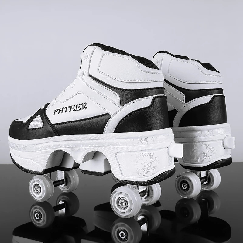 Boys Girls Rage Shoes Four Wheel Student Edition Kids Roller Skating Shoes with Retractable Wheels Adult Walking Skating Shoe 250320