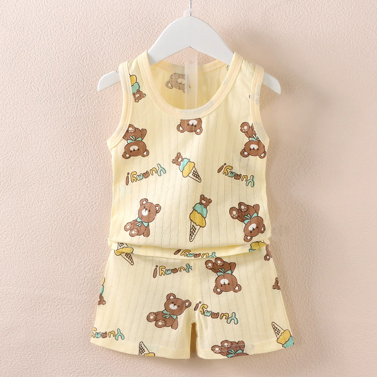 Childrens Clothing Print Sleeveless Tops Shorts Cute Breathable Kids Summer Vest Set Tank Top for Baby Children 250312