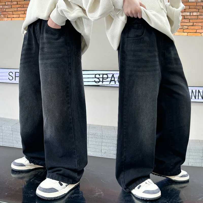 Boys pants spring and summer new styles childrens straight leg jeans medium and large childrens loose casual pantsT250326