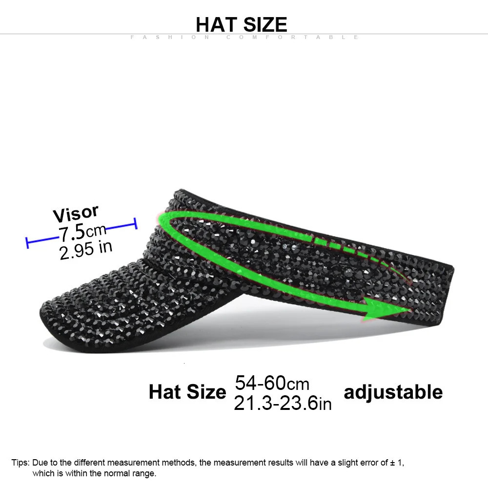 Glitter Visor Shiny Rhinestones Sport Cap Empty Top Hats Golf Cap Adjustable Baseball Cap Outdoor Sun Hat 250320