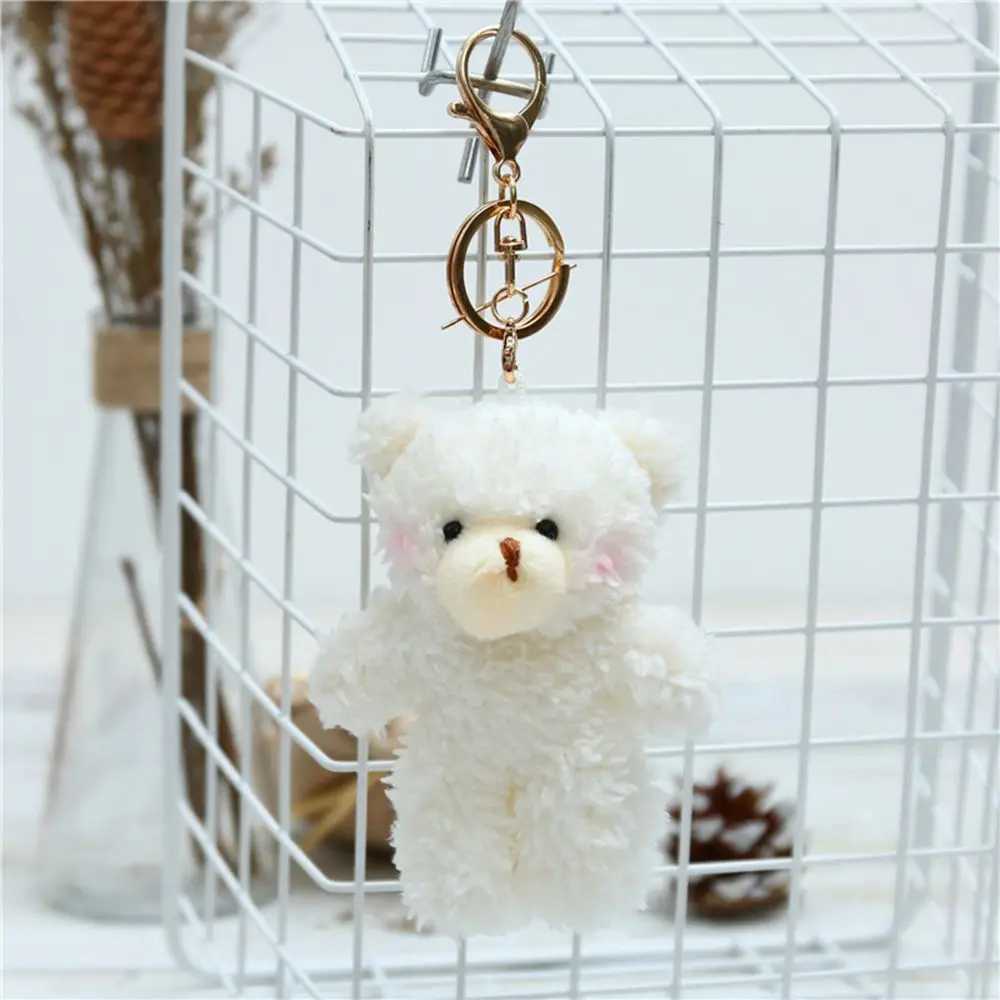 Kawaii 11cm Soft Teddy Bear Keychain Plush Rabbit Pendant Keychain DIY Pavilion Childrens Stuffed Animal Toy Bag Auto PartsXJ250319