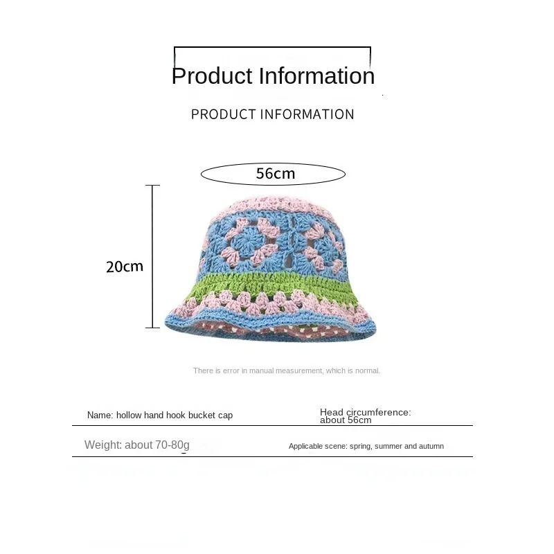 Flower Knitted Bucket Hats for Women Handmade Crochet Hollow Basin Hat Ladies Skullies Cap Spring Summer Sunscreen Sun Hat Gorro 250320
