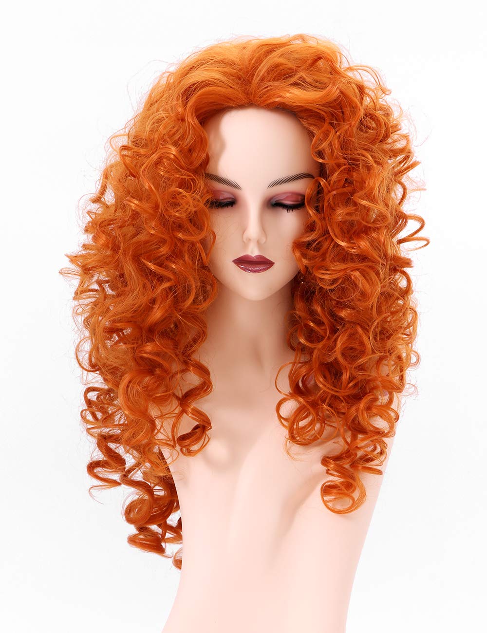 Long Orange Red Hair Curly Wavy Full Head Halloween Wigs for Women Cosplay Costume Party Hairpiece