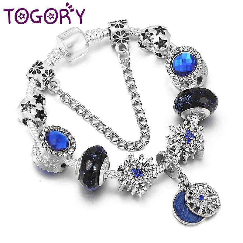 High Quality Silver Plated Charm Bracelet & Bangle For Women Crystal Star Beads Pandent Brand Bracelet DIY Jewelry 2024 New