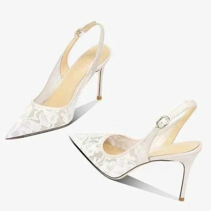 Baotou Sandals Wen Spring/Summer 2025 New Style Shallow Mouth Sexy Thin High Heel High H-Angle Mesh Breathable Single Shoe Y250319