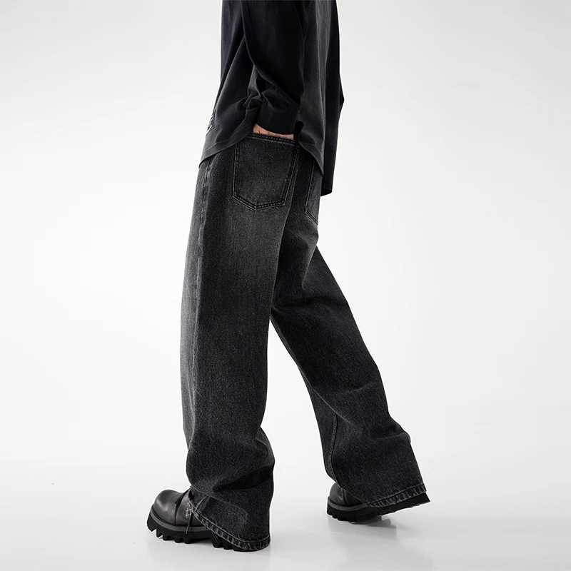 Autumn and winter mens 88% cotton bag jeans street fashion straight wide legs casual denim high-quality mens clothingT250319