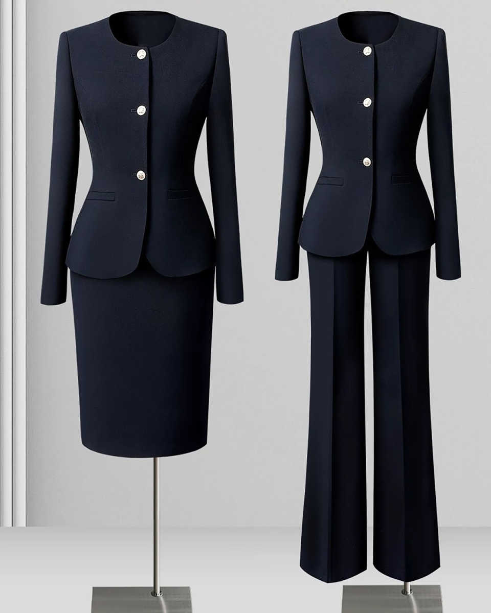 Spring Summer Long Sleeve Women Business Work Wear Suits with Skirt and Tops Formal Professional Office OL Styles Dress 2 Pieces Set