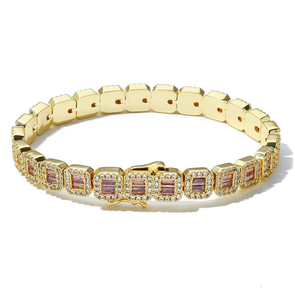 ESKEEM Hip Hop Jewelry White Gold Plated Clustered Chain for Women Micro Pave Purple Baguette CZ Dia Tennis Necklace