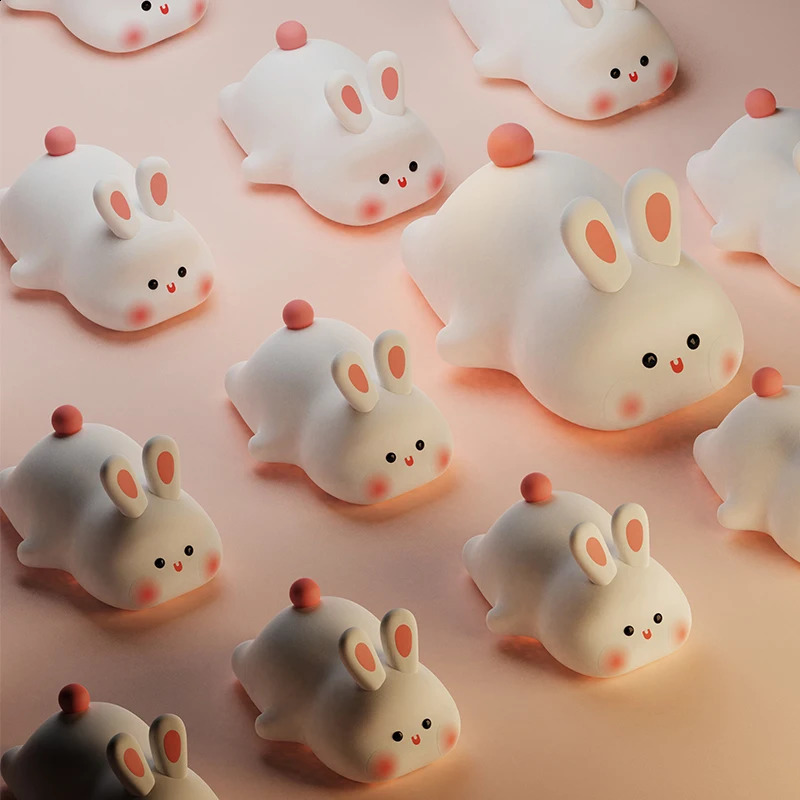 1pc Cute Rabbit-shaped USB Rechargeable Silicone Night Light for Bedroom - Eye Protection Sleep Bedside Lamp Desk Lighting 250319