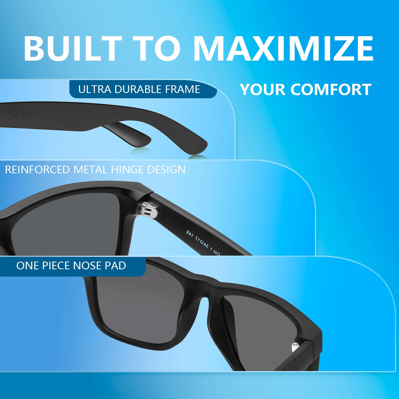 MAXJULI Polarized Sunglasses for Men and WomenUV Protection Rectangular Sun Glasses 8806 250318