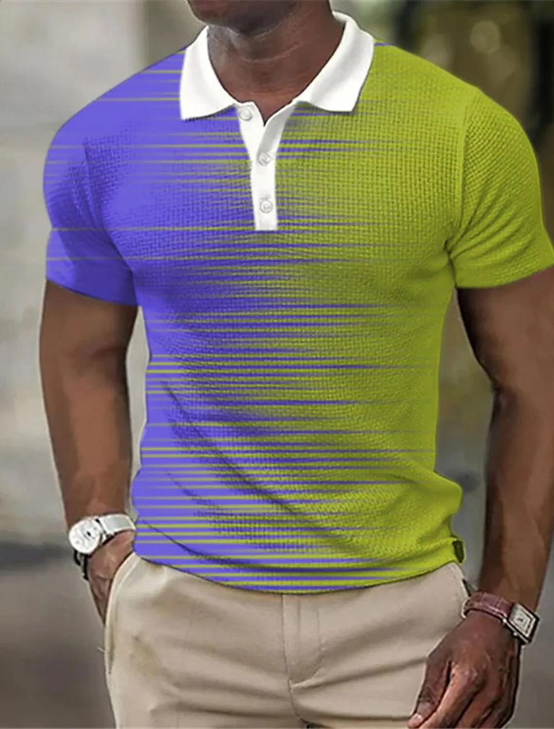 Mens Striped Polo Shirts Golf Shirt Short Sleeve Polo Shirts Collared Shirts Business Casual Work Wear Formal Wear 250319