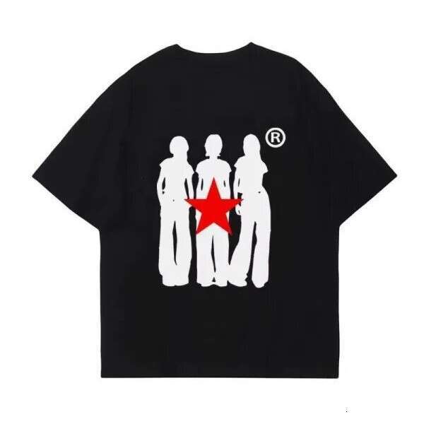 American high street new graffiti figure abstract short sleeved T-shirt niche loose design top ins men and women