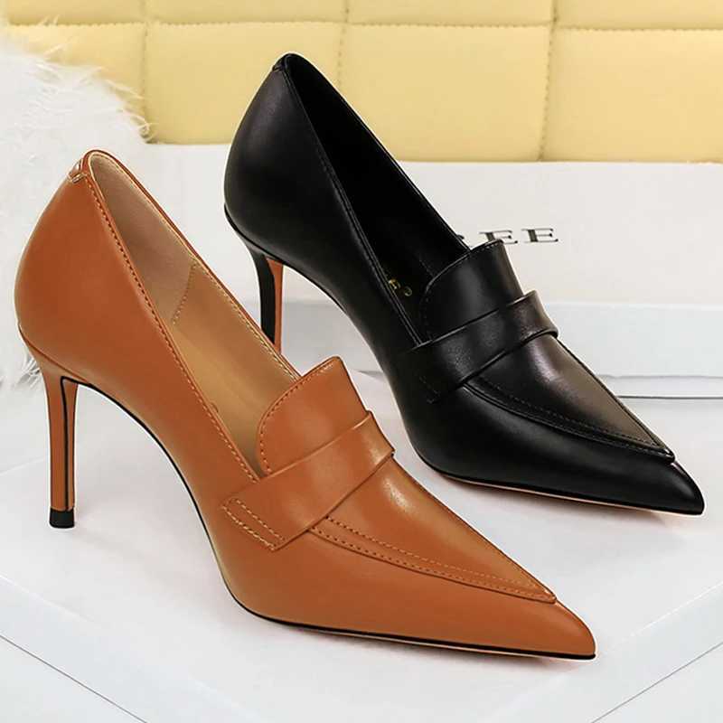 BIGTREE Shoes Wen 8 cm H Wen Pumps Leather Shoes Stilettos Pointed Toe Occupied Ladies H Off shoes Fem Y250319