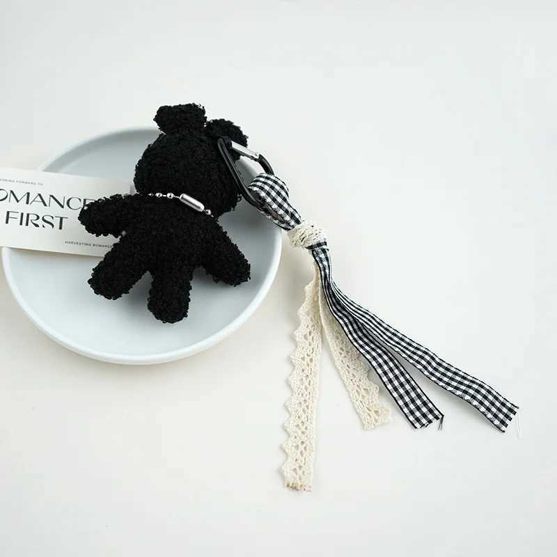 1 fashionable cartoon cute heart-shaped bow rabbit keychain bag pendant charm doll love keychainXJ250319