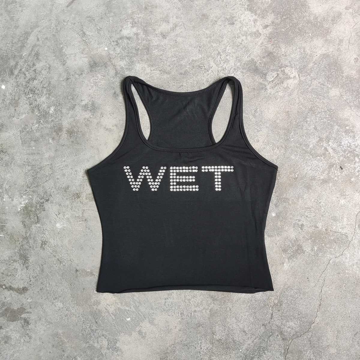 Yao888 With WET Stick Rhinestone Luxury Brand High Quality Men Women Tops Vest For Men Simple Summer Streetwear HipHop Tank TopXJ250319