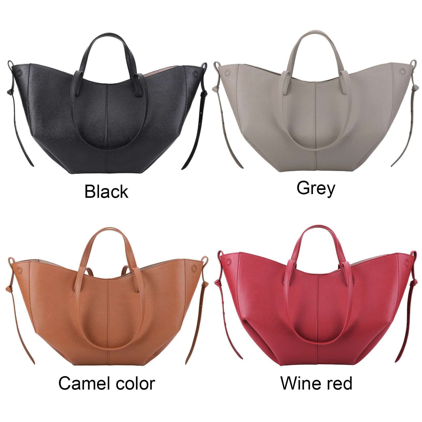 Women Underarm With Clutch Vintage Shoulder Handbag Leather Solid Crescent Saddle Top Handle Hobo Shopper Bag