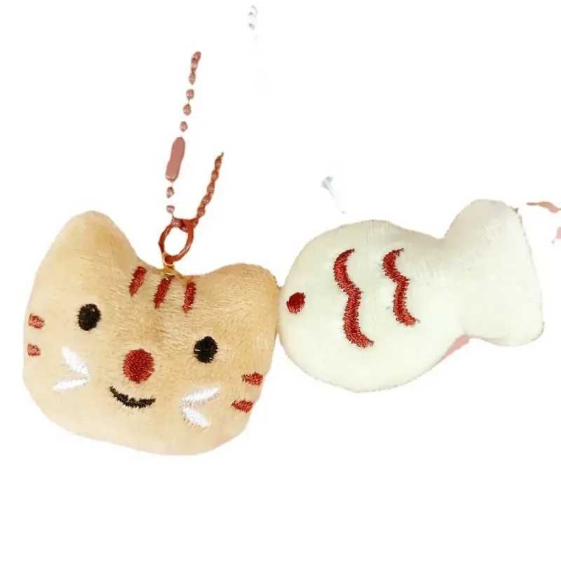 Cute Plush Cat and Fish Keychain Bag Pendant Doll Kawaii Plush Bag Hanging Accessories Doll Key Chain Couple Keychain GiftsXJ250319
