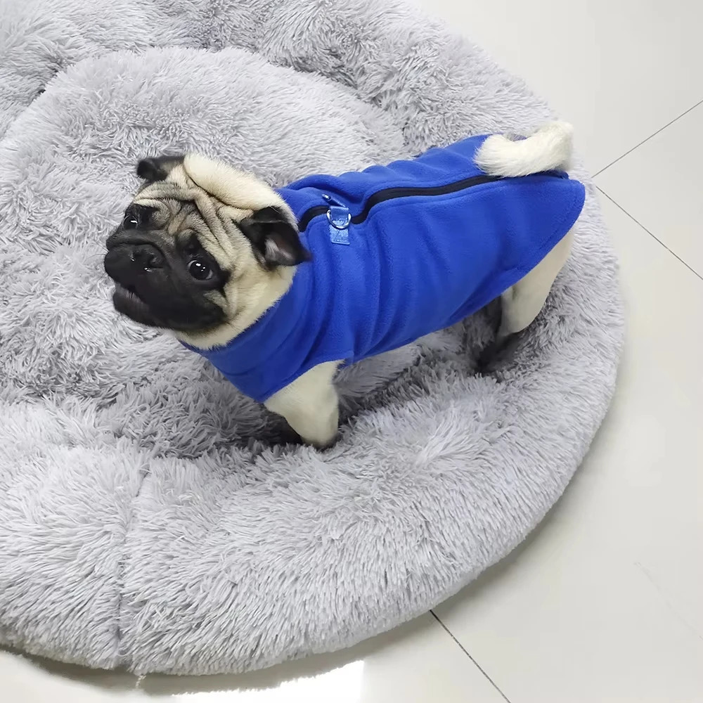 Universal small and mediumsized dog pet automatic winter fashionable warm breathable wool zipper hooded sweatshirt 250318