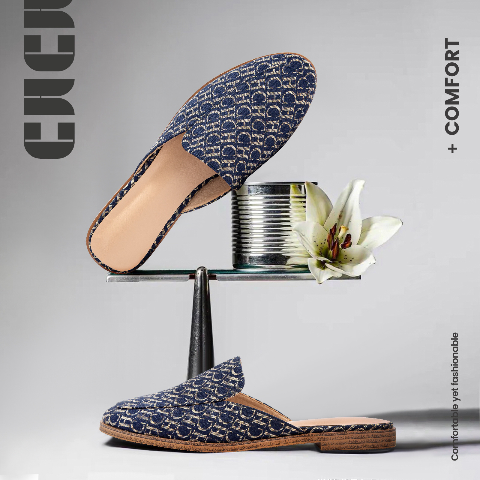 Designer CHCH Simple Design Women's Single Shoes Flat Bottom Comfortable Letter Printing Fashionable And Versatile