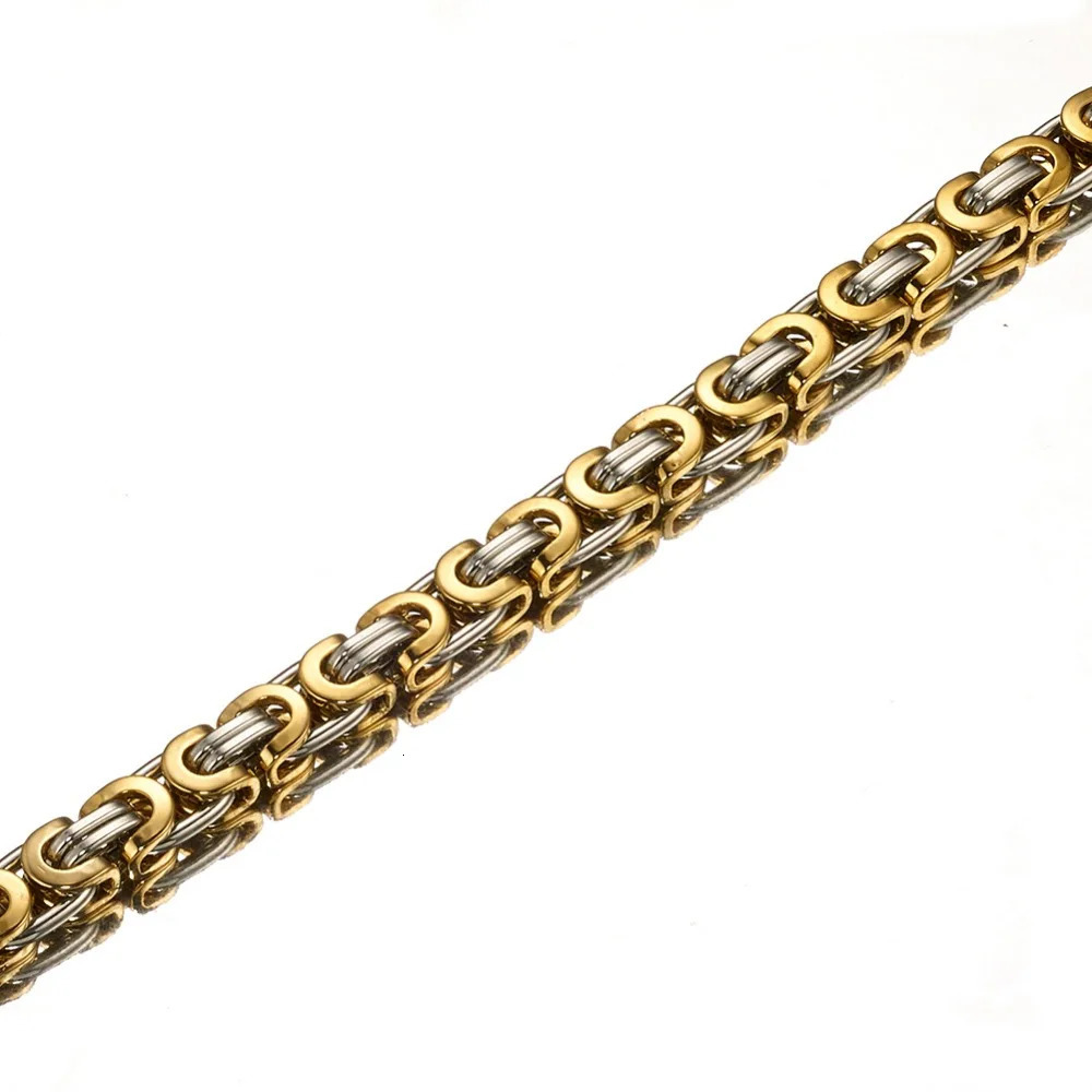 6mm Flat Byzantine Chain Necklace For Mens Neck Jewelry Stainless Steel Silver Gold Black Color Jesus Cross Pendant 250320bj