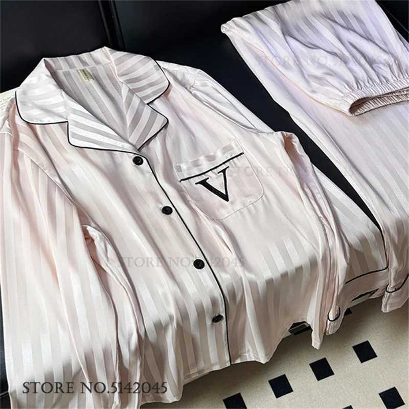 Female Pajamas Loungewear Two-Piece Set Spring Autumn New Rayon Sleepwear Pyjama Pour Femme Sexy Loose Home Clothes LingerieC250319