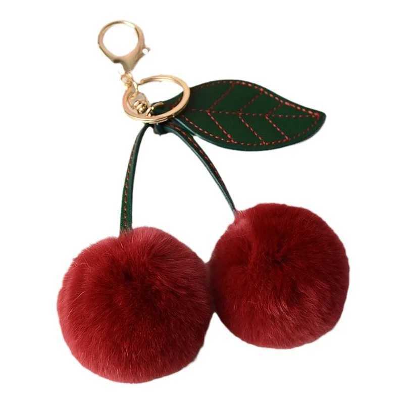 New Water Otter Rabbit Hair Cherry Multi Color Car Keychain Pendant Cute Pong Doll Bag Hanging KeychainXJ250319