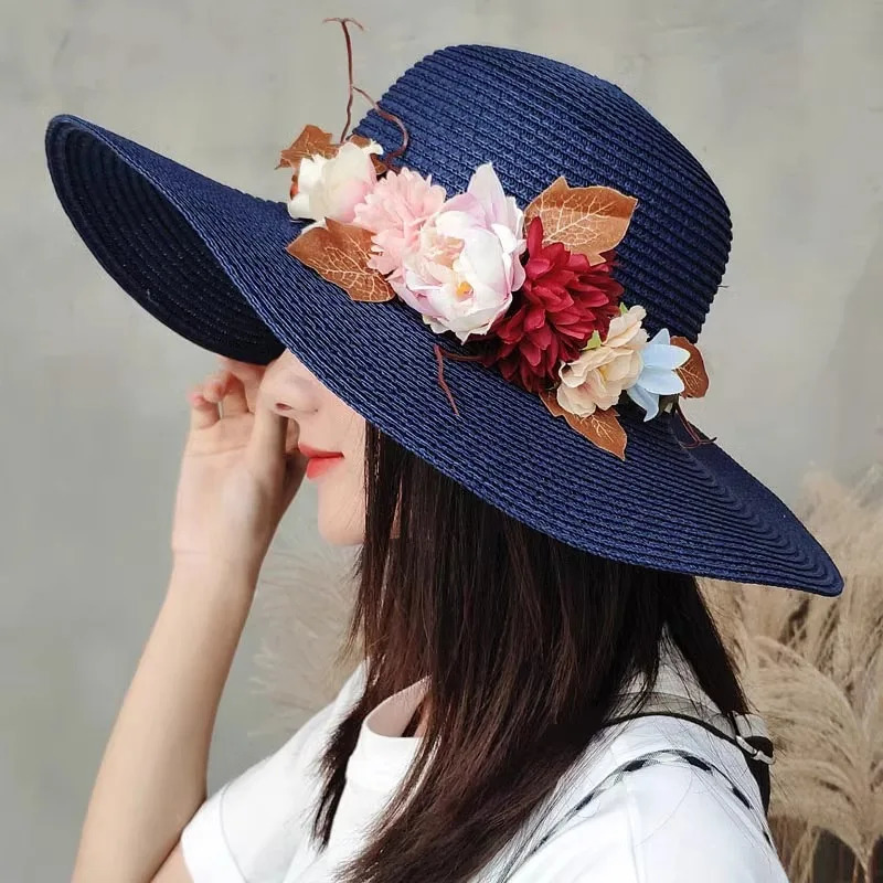 Seaside Po Beach Straw Hat Children Summer Large Brim Sunscreen Shading Simple Fashion Large Brimmed Hat Sun Hat Beach Hat 250320