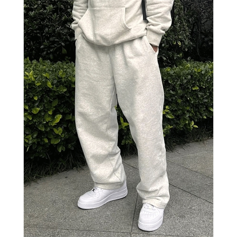 Mens Sweatpants Korean Fashion Sportswear Drawstring Wide Leg Straight Track Pants Autumn Cotton Casual Loose Trousers 250228