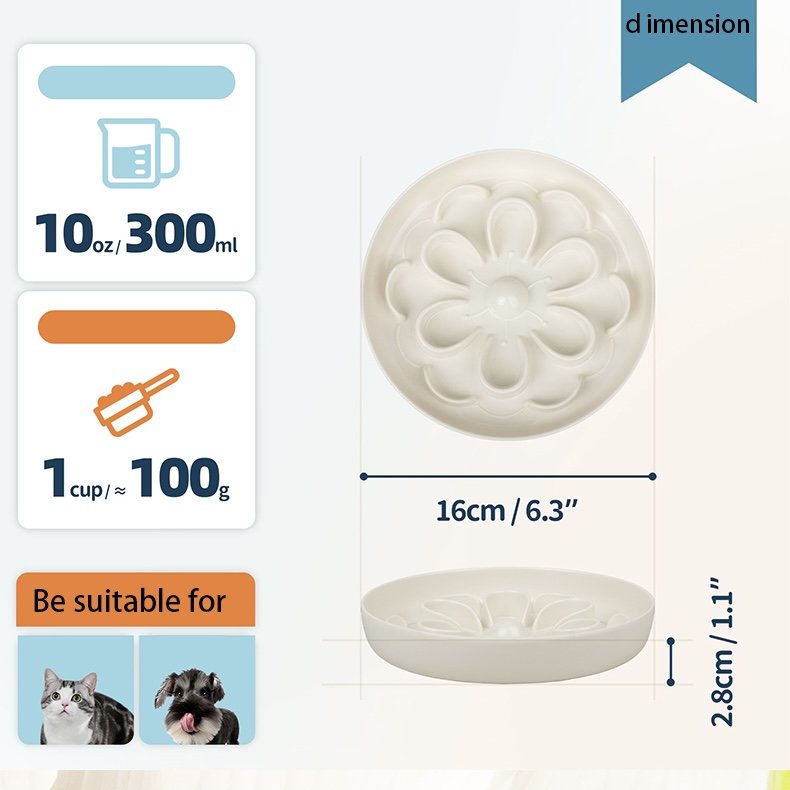 Slow Feeder Pet Bowl Flower Style Cat Dog Food Bowl With Anti Slip Bottom Round Anti-choking Cat Eating Dish Home Pet Supplies