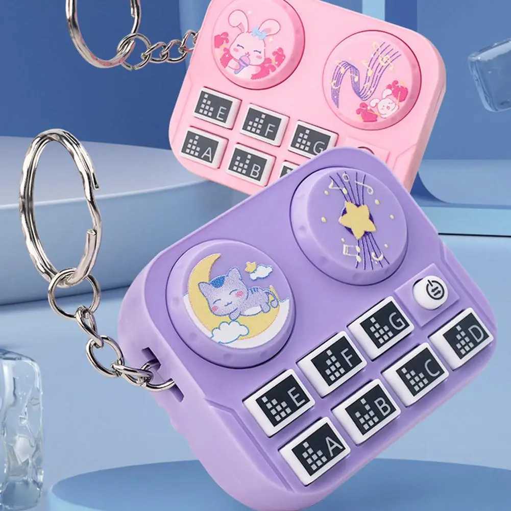 1pc Mini Music DJ Disc Player Keychain Musical Instrument Sound Button Toy Games Childrens Educational Toy Bag Pendant KeychainXJ250319