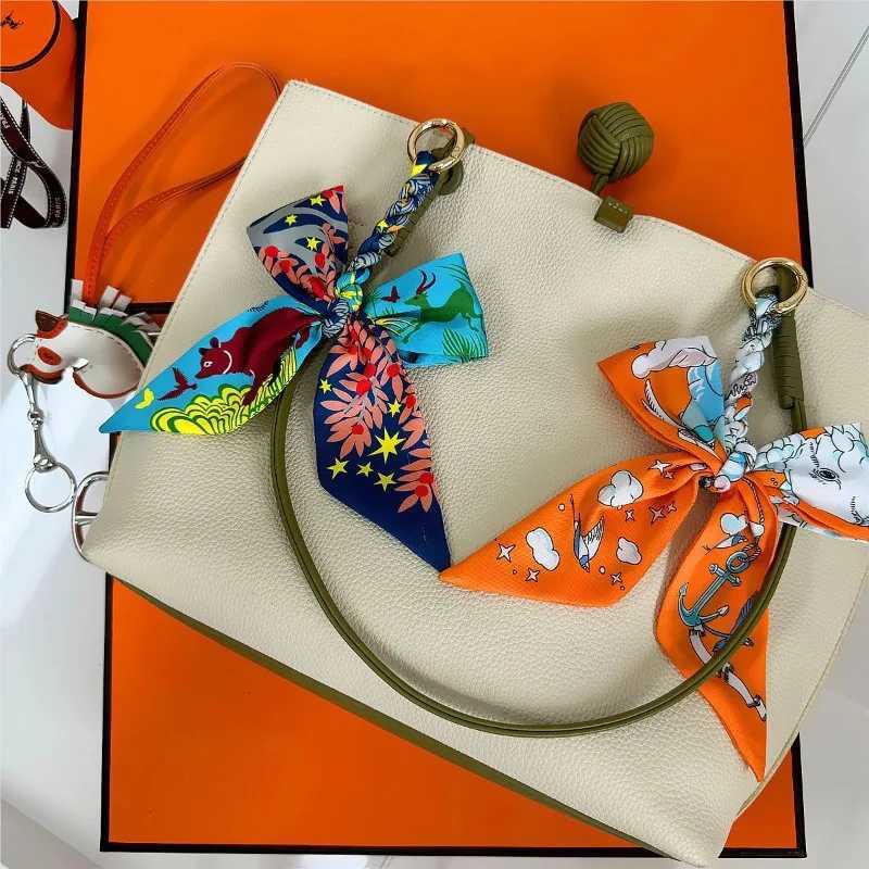 Handmade silk scarf keychain pendant colorful bow bag decoration car key with keychain accessories gift for friendsXJ250319