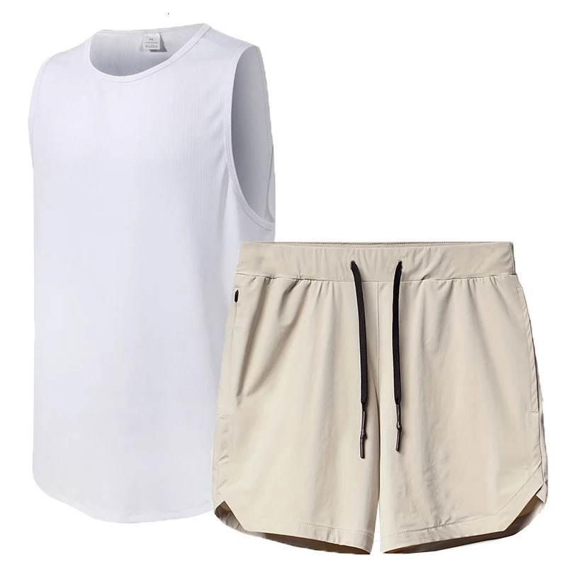 ADED Summer Breathable Sports Suit Mens Loose-Fit Quick-Drying Vest and Short Quarter Pants Casual Ensemble 250320