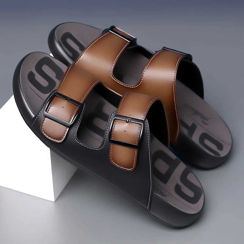 M Comfortable Luxury Sandals Fi Leisure Outdoor Beach Breathable Waterproof Shoes Leather Mens Sandals Summer Shoes Y250320