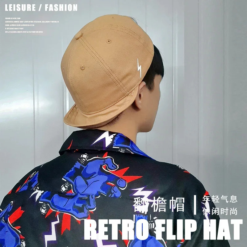 Large Head Up-turn Hat Man Woman 5CM Short Brim Baseball Cap 55-60cm 60-65cm 250228