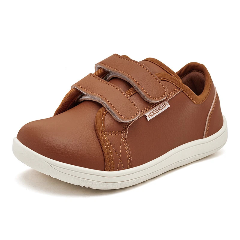 HOBIBEAR Childrens Barefoot Shoes SmallLargeChildrens Wide Toe Minimum Sports Lightweight Hook and Loop Artificial Leather 250319
