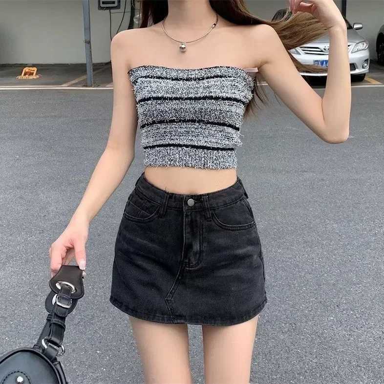 Sweet Spicy Anti-Exposure Denim Skirt Womens Spring 2025 New Hip Covering High-Waisted A-Line Slimming Shorts DressXJ250320