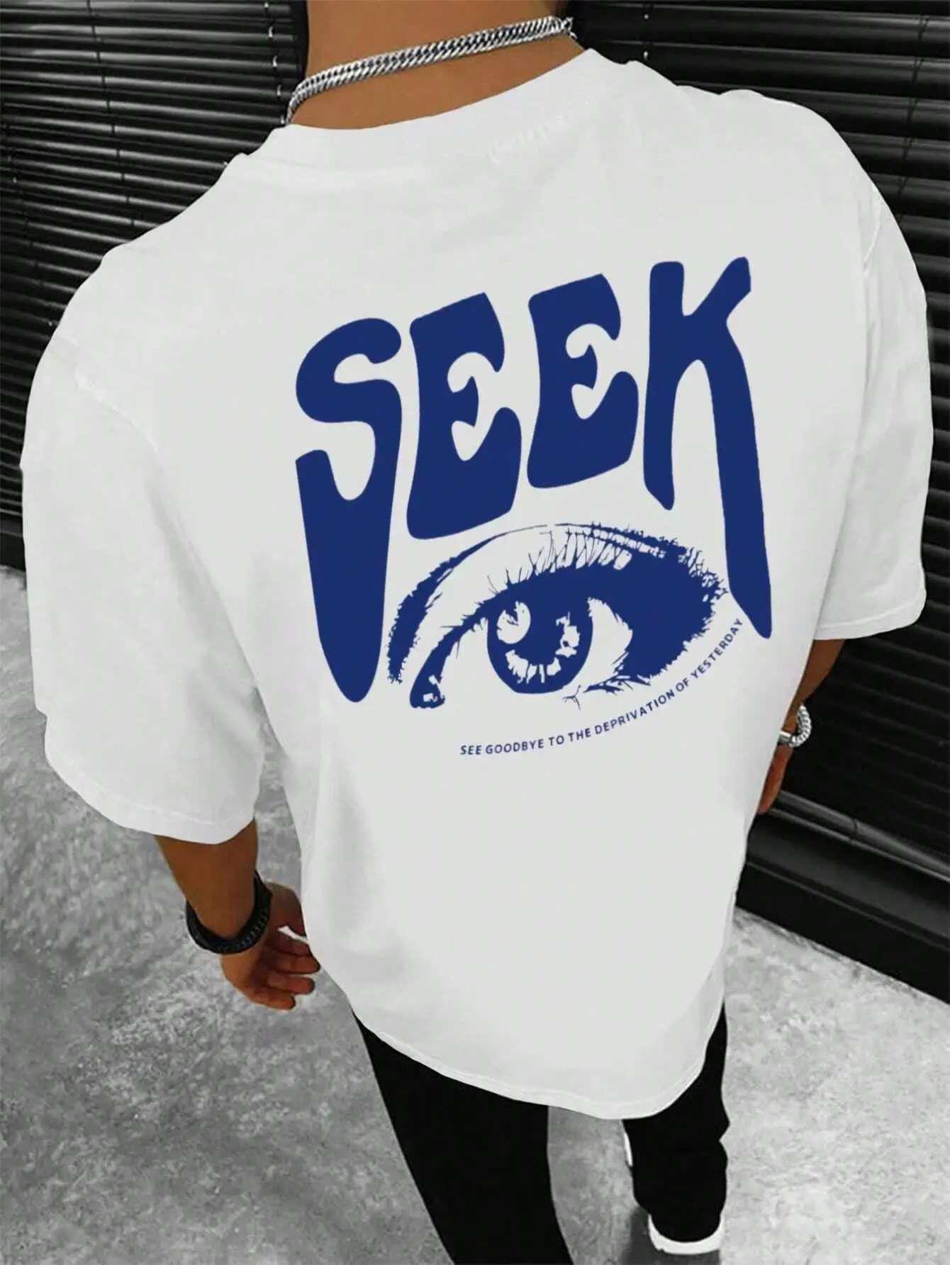 Seek Antidipated Gaze Printed T-shirt Mens Soft Loose T-shirt Breathable Summer Street Hip Hop T-shirt Cotton Loose T-shirtT250319