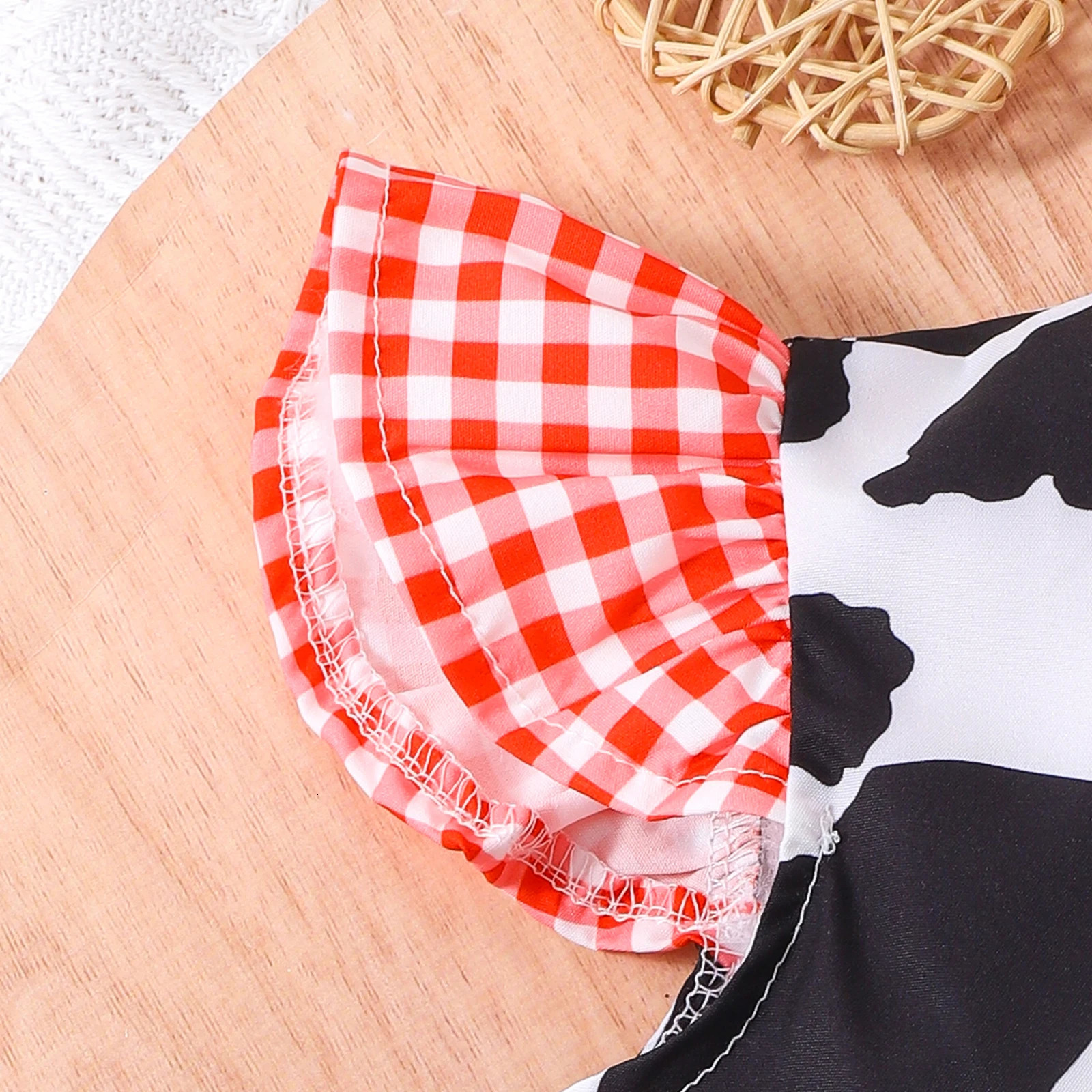 2PCS summer girl sweet personality plaid matching denim black and white shirtdenim skirt 250319