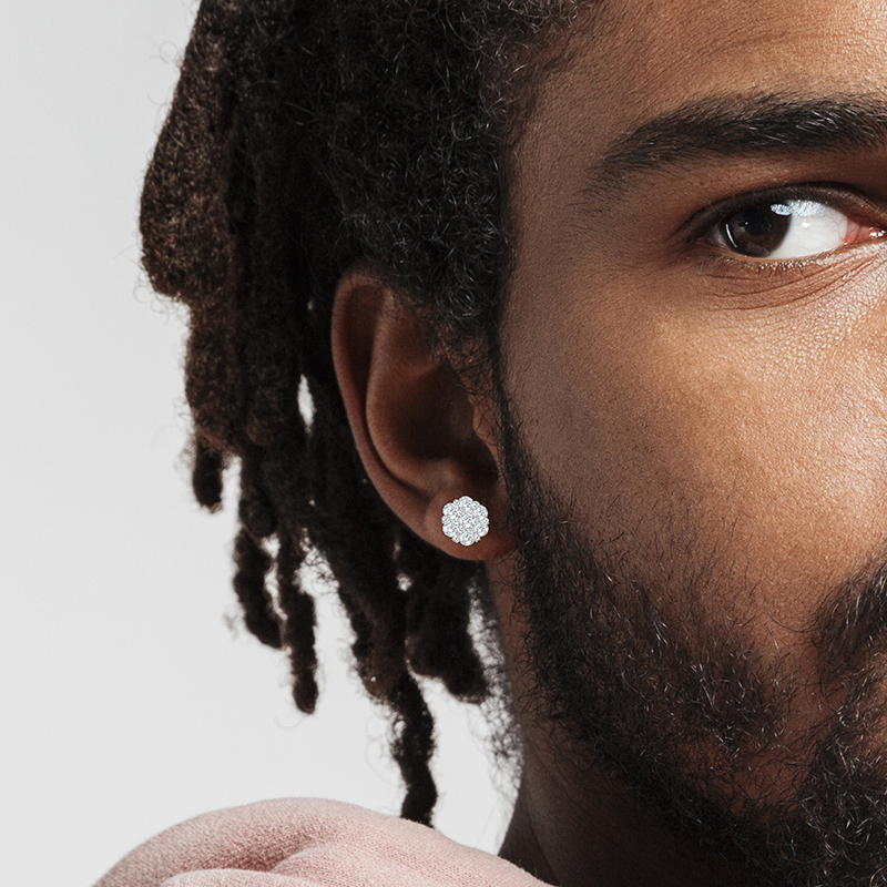 Unisex Fine Hip Hop Jewelry Moissanite Earrings For Women 925 Stud Earrings