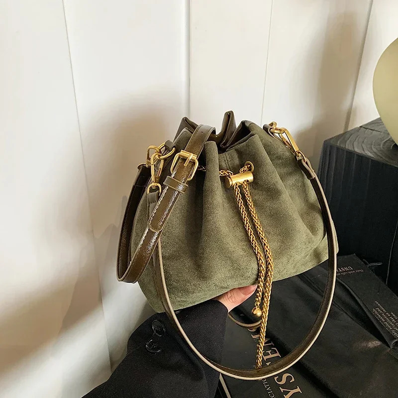 Soft Solid Faux Suede Simple Communicating Crossbody Bags Selling Sewing Sweet Bags Womens Lace Rope Womens Handbags 250317