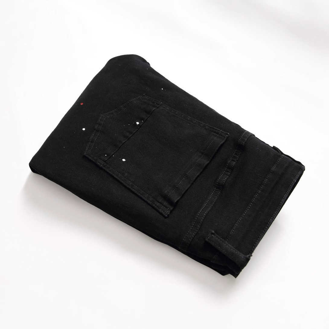 Men's Jeans Color Wear Out Men's Jeans Trendy Micro Elastic Small Straight Slim Youth Fashion Men's Pants Jeans 2025 Y250320