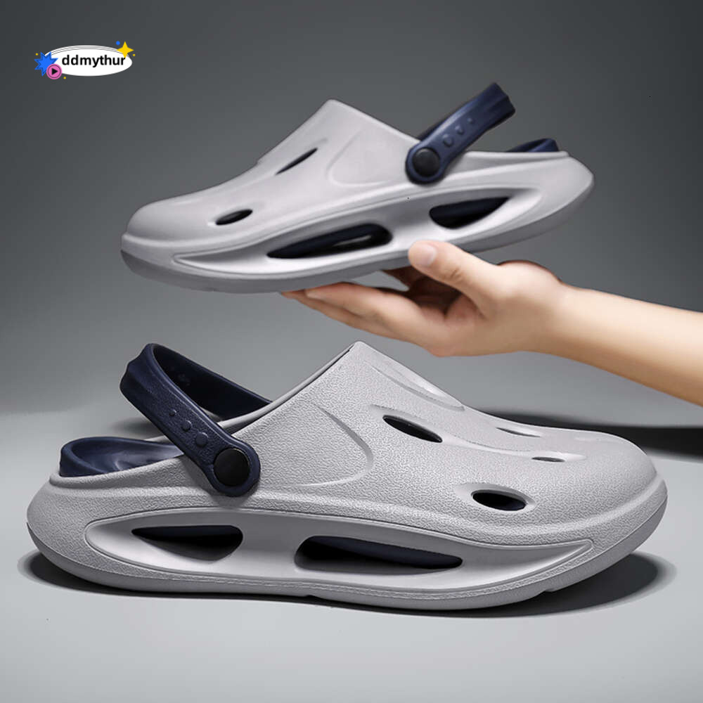 2024 new thick Colour sandals summer non-slip beach outdoor soft soled slippers leaking shoes for men ddmythur