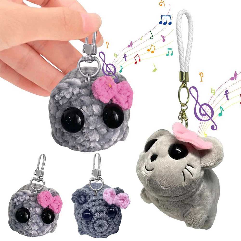 Sad hamster meme sound music plush toy cute hamster plush keychain shape soft toy stuffed animal doll keyring keychainXJ250319